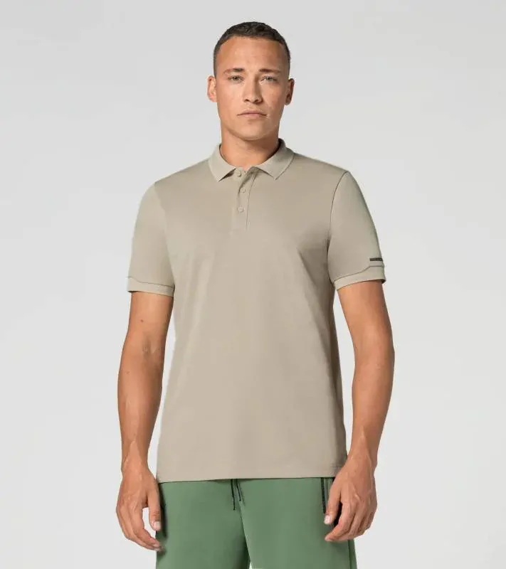 PORSCHE DESIGN Men's Polo Shirt Tričko s límečkem a knoflíčky béžová