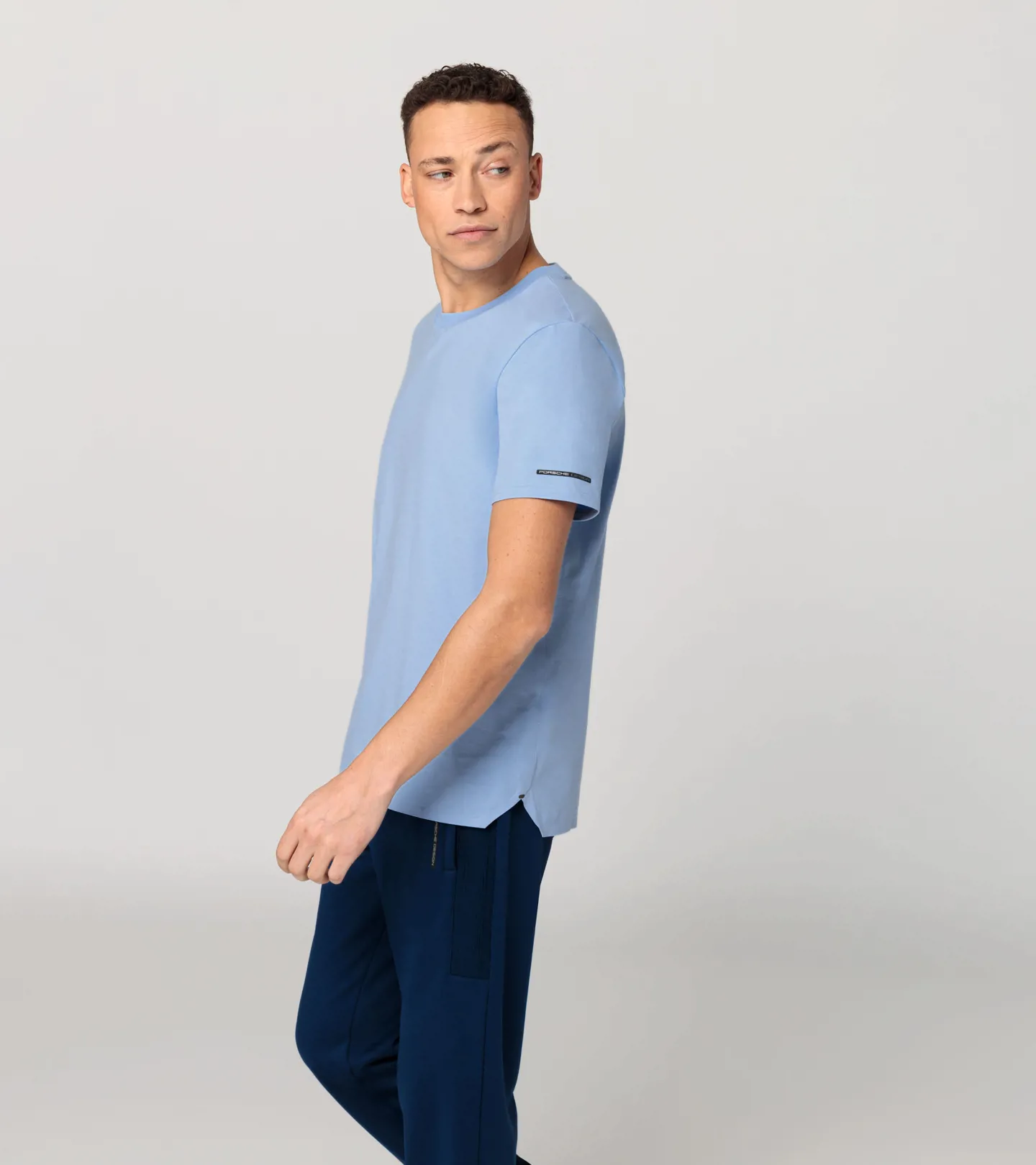 PORSCHE DESIGN Essential T-Shirt Tričko s kulatým výstřihem a logem pastelová modrá