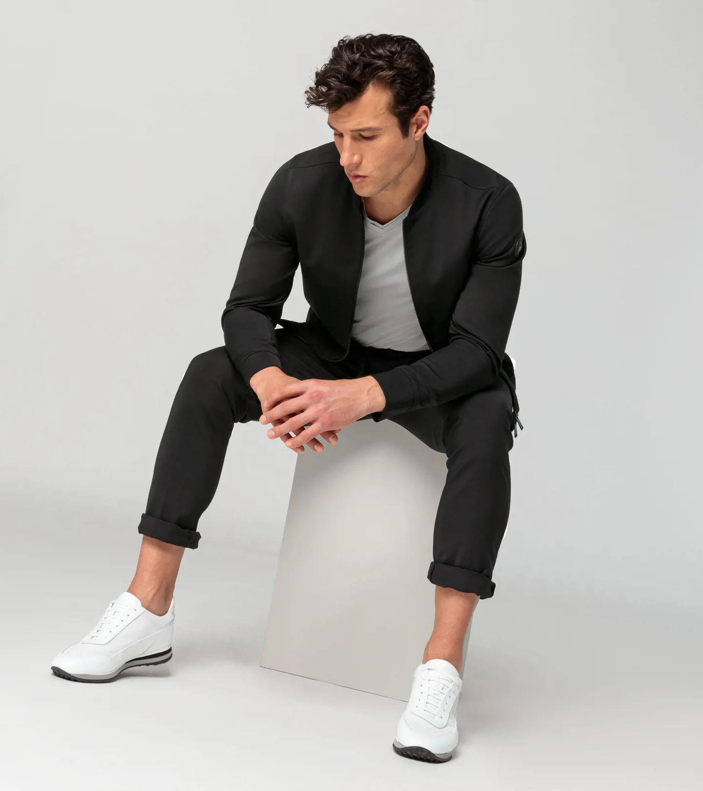 PORSCHE DESIGN Athleisure blouson Bunda módní volnočasová pro období podzim jaro černá