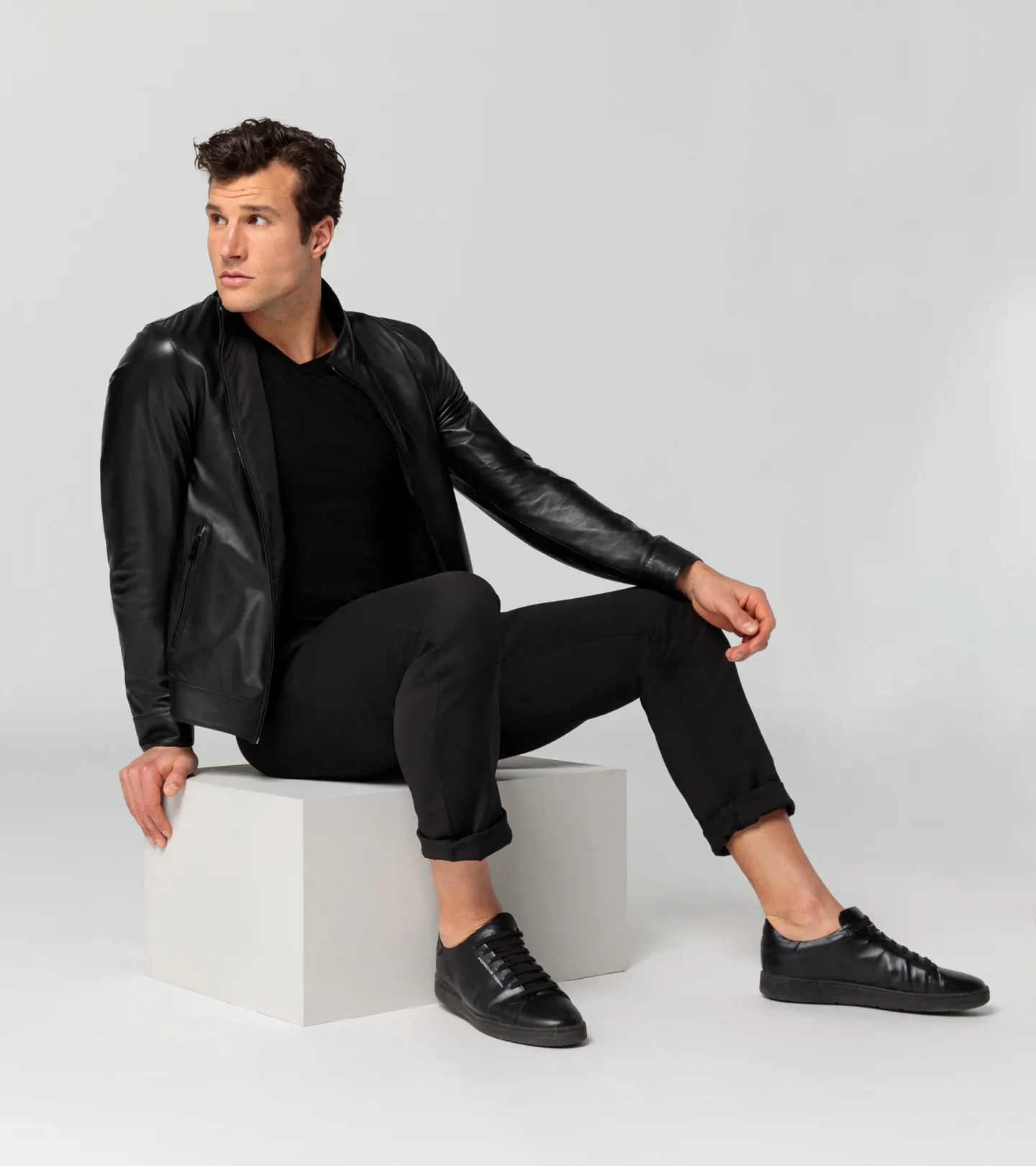 PORSCHE DESIGN Athleisure reverse leather jacket Bunda kožená oboustranná černá