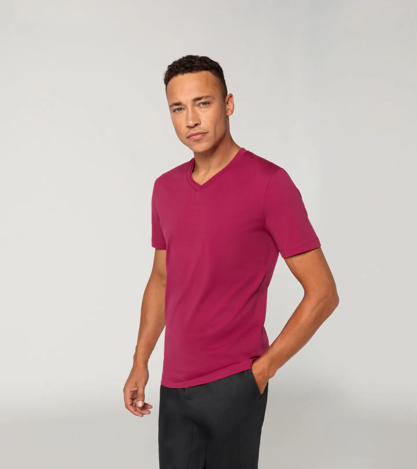 PORSCHE DESIGN V-neck T-shirt Tričko s výstřihem do V bavlněné purpurová