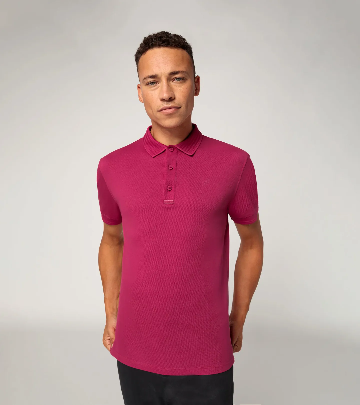 PORSCHE DESIGN TecFlex polo shirt Tričko s límečkem texturou bavlněné purpurová