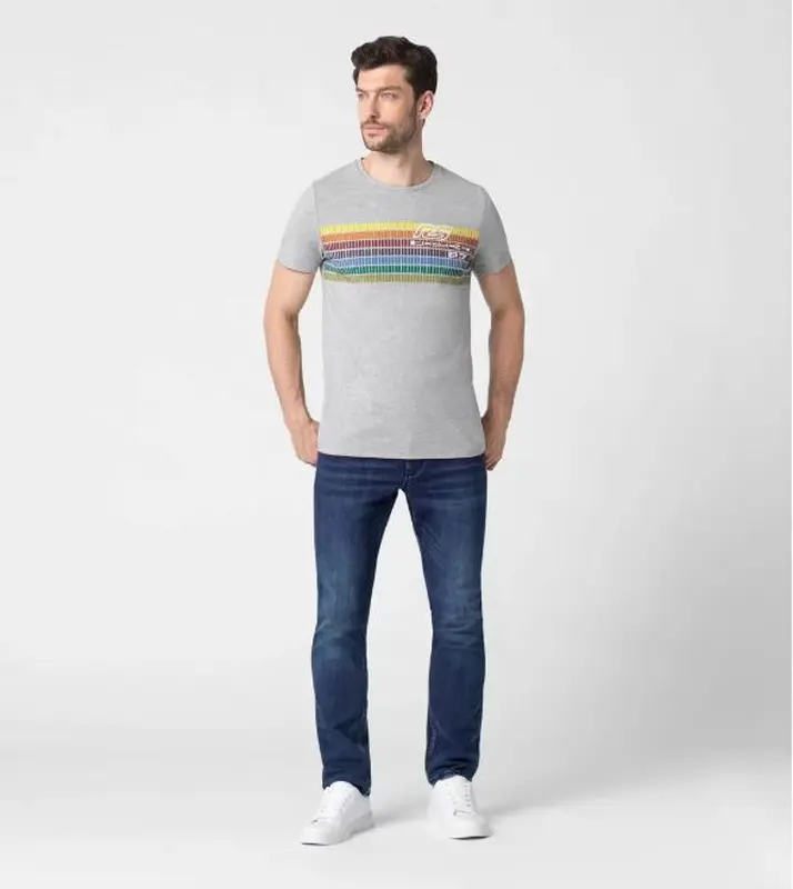 PORSCHE T-shirt RS 2.7 Tričko s kulatým výstřihem šedá s pruhy