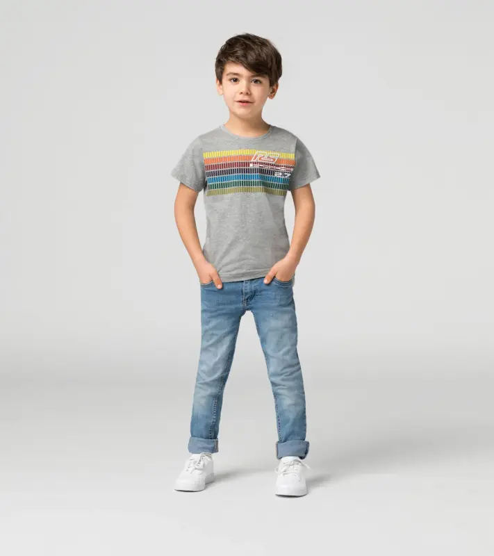 PORSCHE T-shirt RS 2.7 Tričko dětské s kulatým výstřihem šedá s pruhy