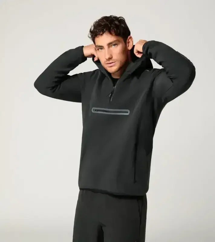 PORSCHE DESIGN EvoKNIT® midlayer jacket Mikina pletená s přední kapsou a kapucí černá