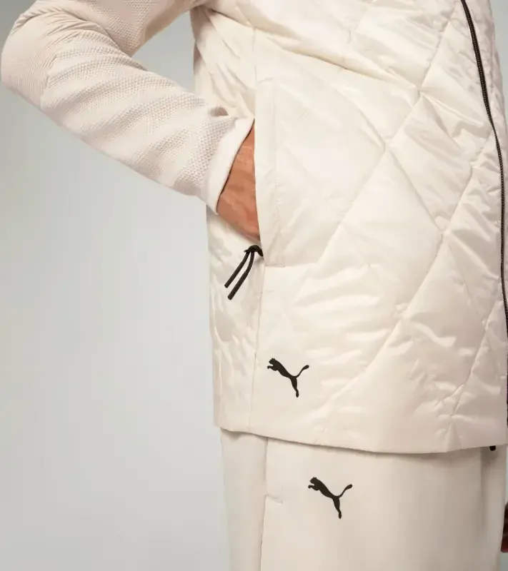 PORSCHE DESIGN Hybrid jacket Bunda prošívaná s pletenými rukávy a kapucí alpská bílá
