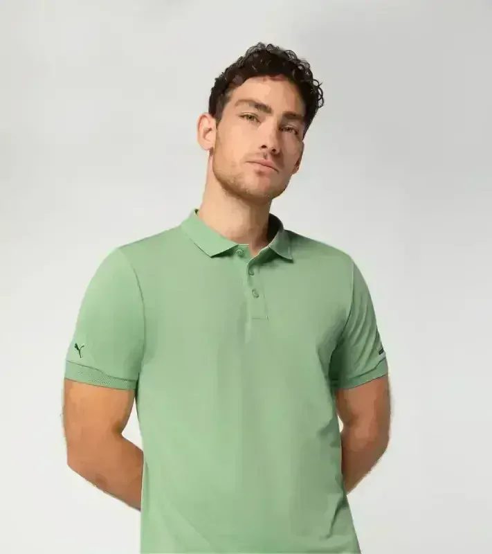 PORSCHE DESIGN Men's Polo Shirt Polokošile tričko s límečkem a knoflíčky pastelová zelená