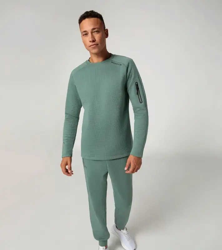 PORSCHE DESIGN Crew neck sweatshirt Svetr volnočasový sportovní eukalyptová zelená