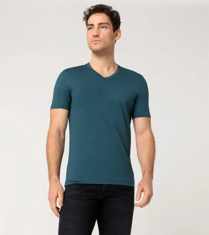 PORSCHE DESIGN V-Neck T-Shirt Tričko s výstřihem do V petrolejově zelená