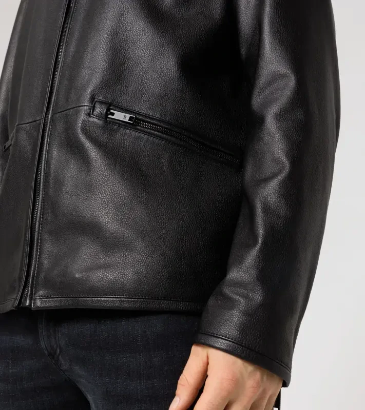 PORSCHE DESIGN Roadster leather jacket Bunda kožená klasického střihu černá