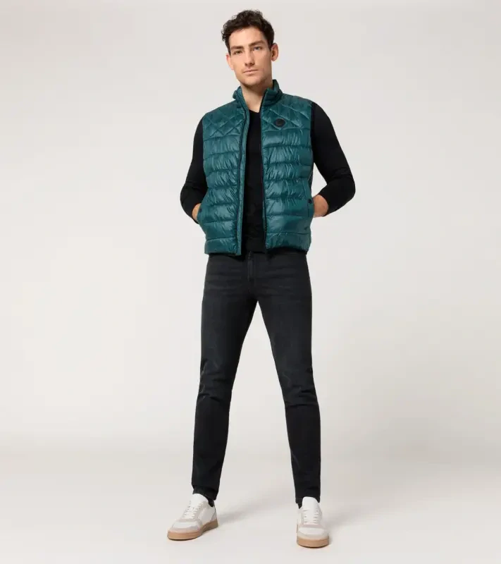 PORSCHE DESIGN Lightweight vest Vesta prošívaná odlehčená na zip petrolejově zelená