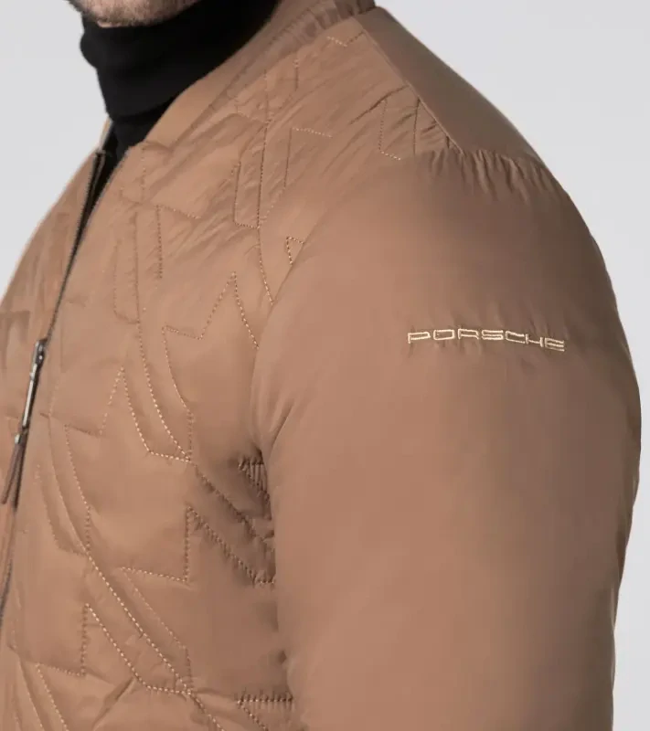 PORSCHE Revesible jacket Heritage Pánská bunda odlehčená prošívaná oboustranná krémově bílá a světle hnědá