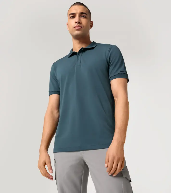 PORSCHE DESIGN Men's Polo Shirt Tričko s límečkem a knoflíčky petrolejově zelená
