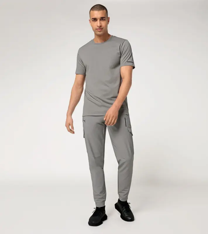 PORSCHE DESIGN Essential T-shirt Tričko sportovní s kulatým výstřihem a logem šedá