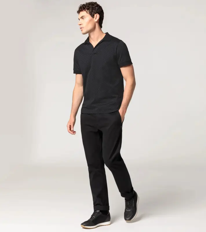 PORSCHE DESIGN Seasonal Polo T-shirt Tričko s límečkem žakárové bavlněné černá se vzorem