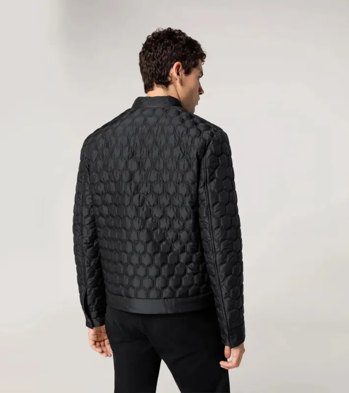 PORSCHE DESIGN Lightweight Jacket Bunda prošívaná odlehčená na zip s šestiúhelníkovým vzorem černá