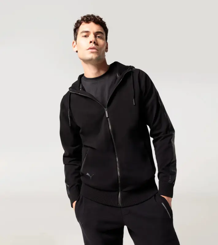 PORSCHE DESIGN Leisure Jacket Bunda volnočasová sportovní na zip s kapucí černá
