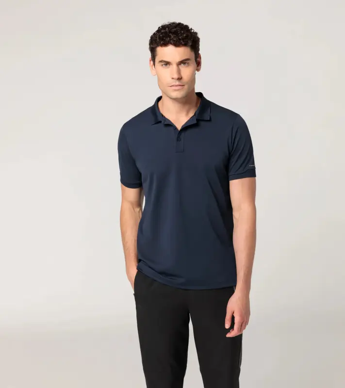 PORSCHE DESIGN Men's Polo Shirt Polokošile tričko s límečkem a knoflíčky tmavě modrá