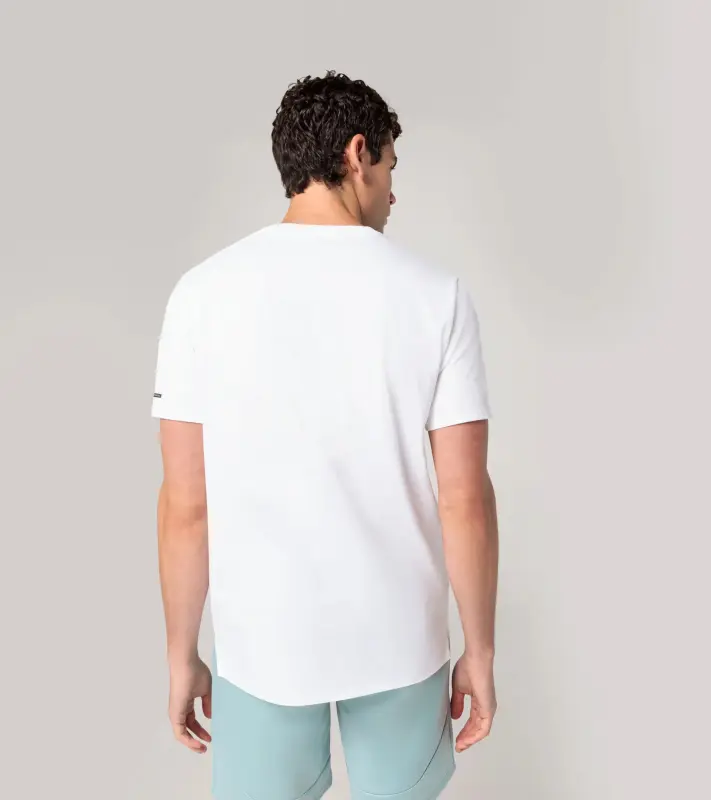 PORSCHE DESIGN T-shirt Essential Tričko volnočasové sportovní s kulatým výstřihem a logem bílá