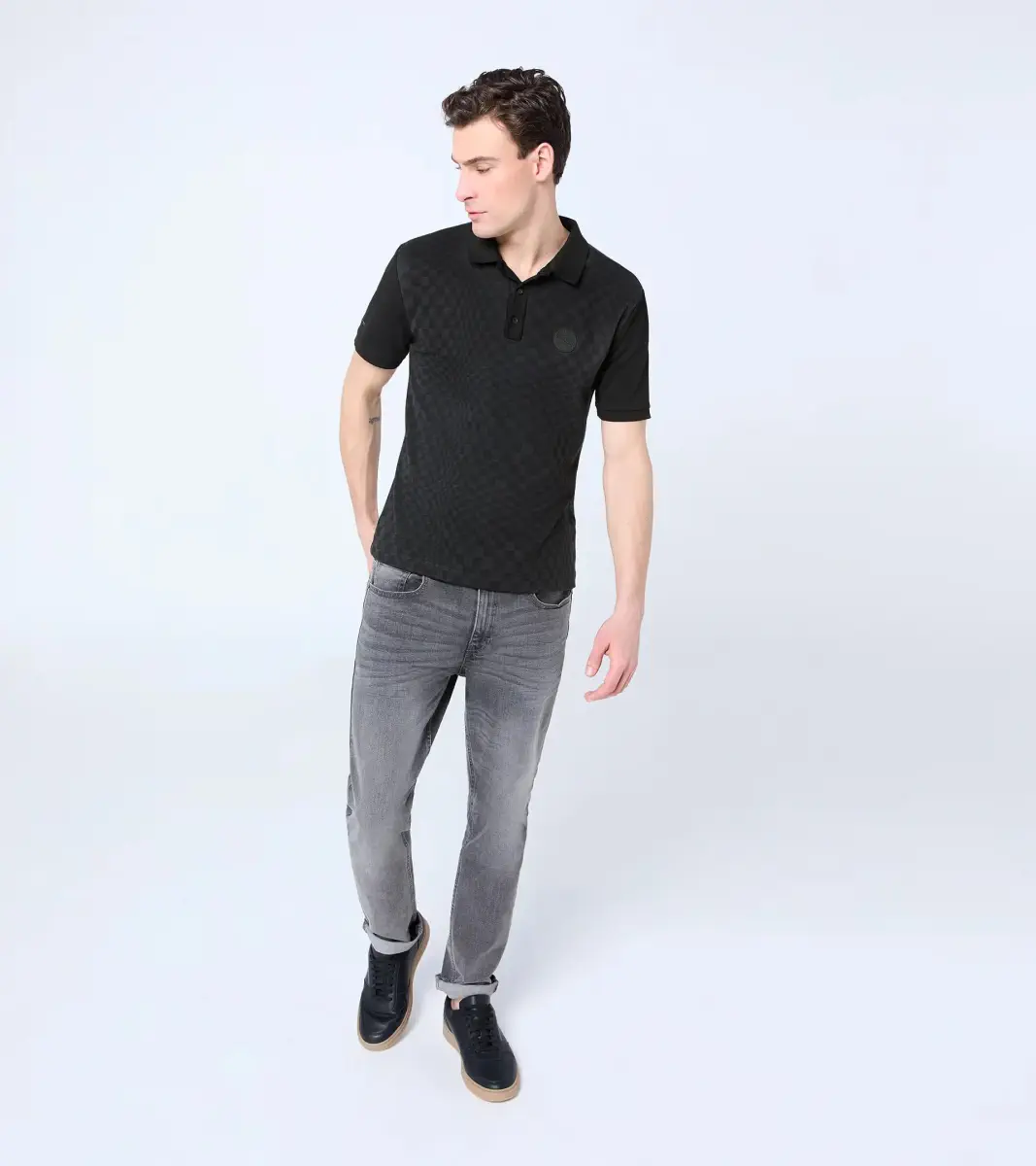 PORSCHE Jacquard polo T-shirt 911 Spirit 70 žakárové polo tričko černé