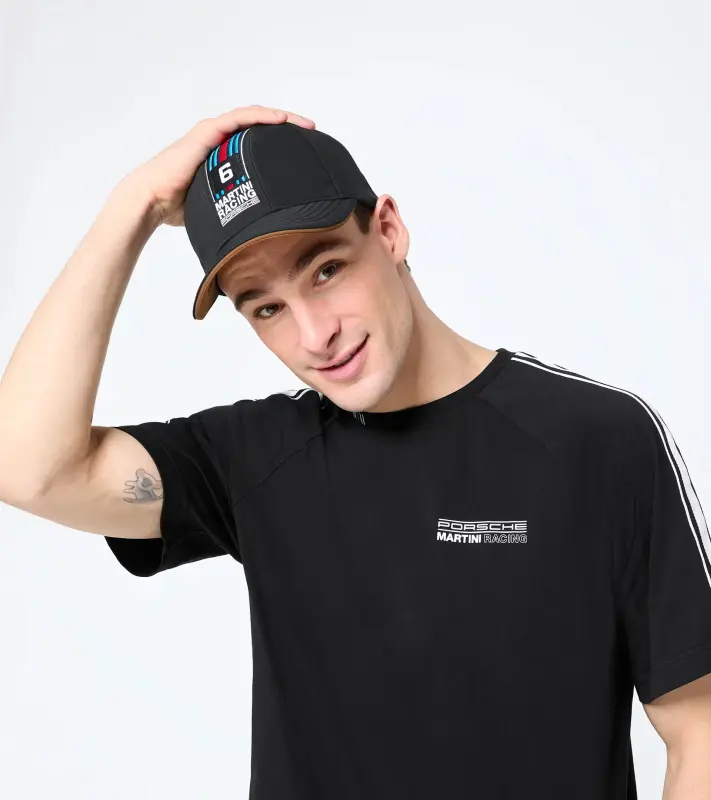 PORSCHE Cap MARTINI RACING® Čepice kšiltovka uni černá s červenomodrými doplňky