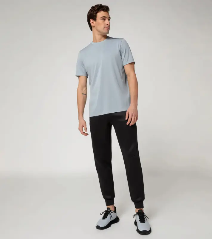 PORSCHE DESIGN Hexagon graphene T-shirt Tričko volnočasové sportovní s kulatým výstřihem logem a šestihranným vzorem světle šedá