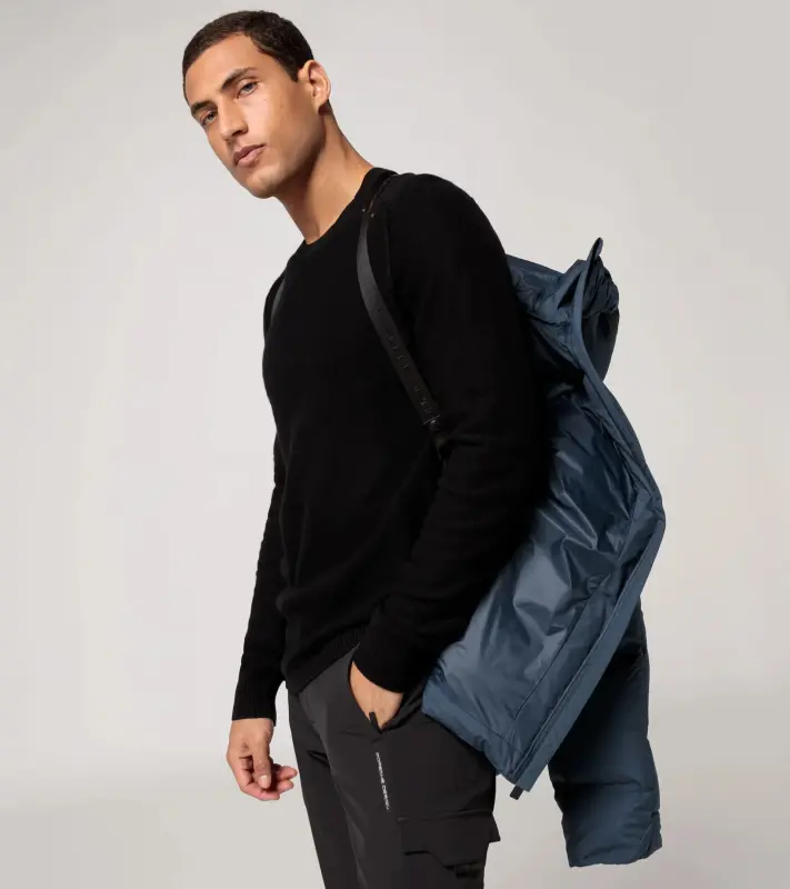PORSCHE DESIGN Padded jacket Bunda prošívaná zimní s kapucí tmavě modrá
