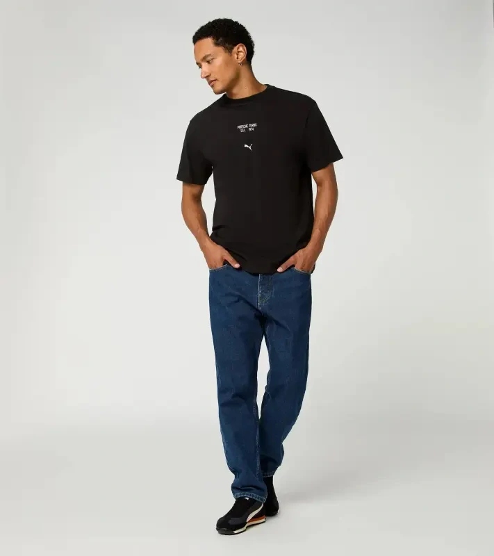 Porsche Race Americana T-Shirt Porsche Legacy x PUMA Tričko volnočasové s výstřihem ke krku bavlněné černé