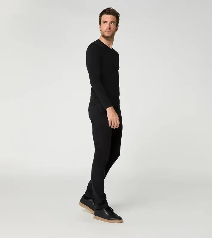 PORSCHE DESIGN Long-sleeve V-neck Shirt Tričko s dlouhým rukávem s výstřihem do V mírně elastické černá