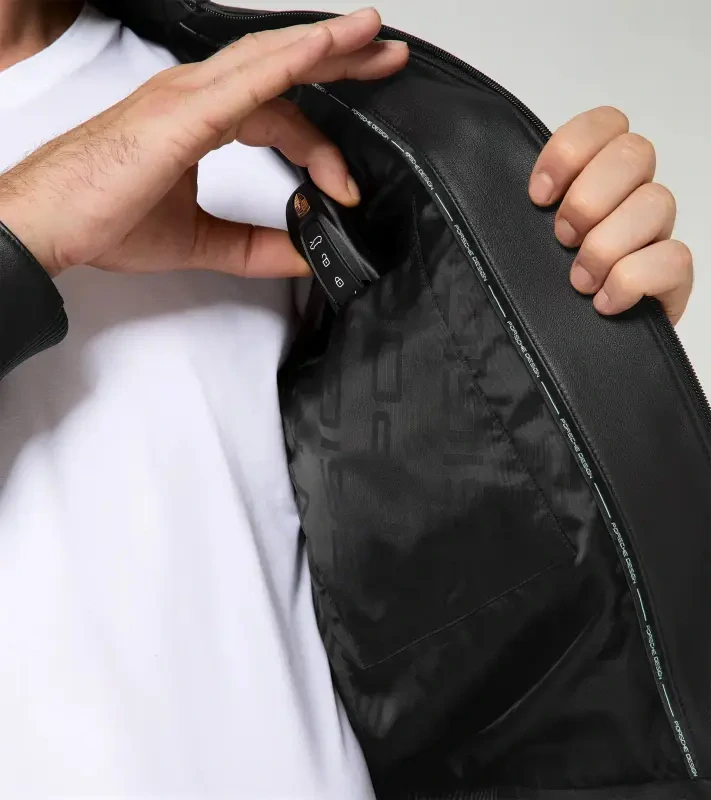 PORSCHE DESIGN Leather Driver’s Jacket Bunda kožená na zip voděodolná s odnímatelným límcem a detaily s logem