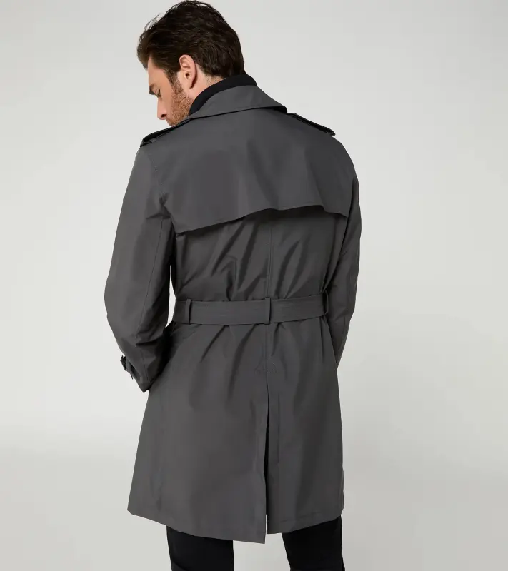 PORSCHE DESIGN Trench Coat Trenčkot kabát pro chladnější počasí s odnímatelnou vsadkou šedá