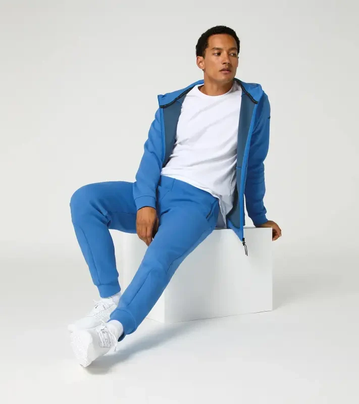 PORSCHE DESIGN Hooded Sweat Jacket Mikina na zip s kapucí decentními logy světle modrá