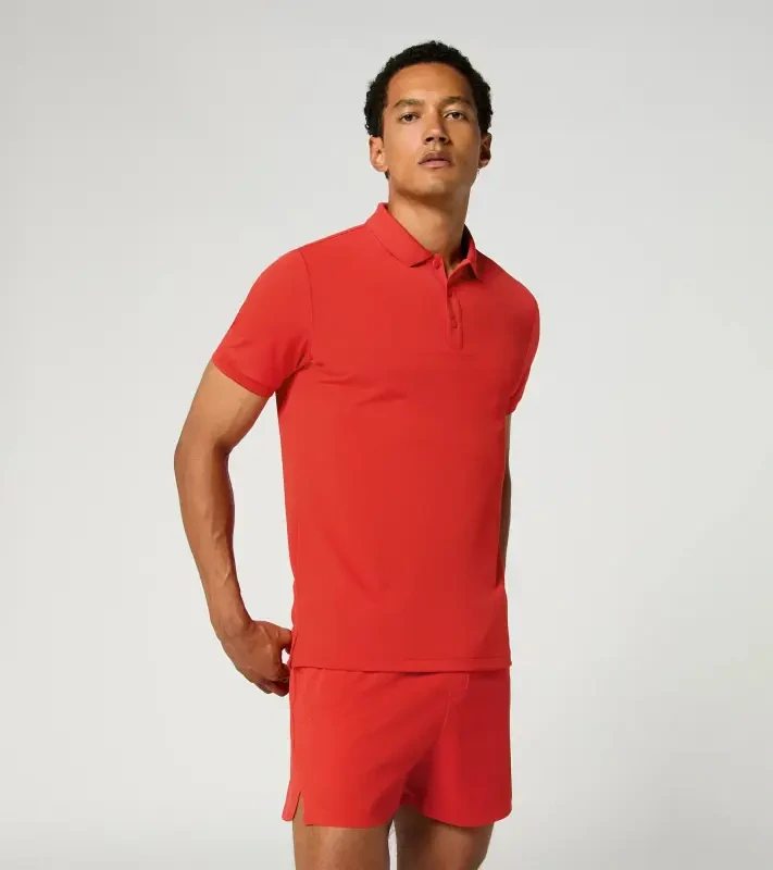 PORSCHE DESIGN Men's Polo Shirt Polokošile tričko s límečkem a knoflíčky s UV faktorem 30+ lávově oranžová