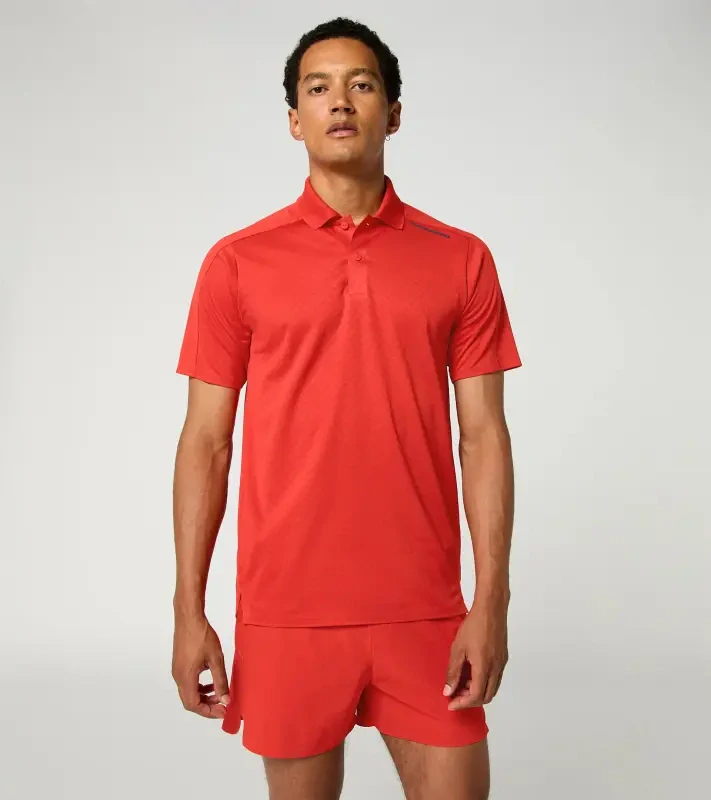 PORSCHE DESIGN Sport-Tex Jacquard Polo Shirt Polokošile tričko žakárové s límečkem a knoflíčky lávově oranžová