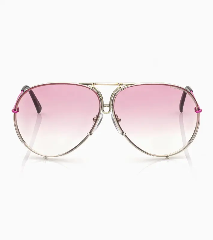 PORSCHE DESIGN P´8478 Sunglasses Iconic Aviator #1 Ladies Capsule Sluneční brýle Pilotky dámské šedorůžové s výměnnými skly v růžovém nebo šedostříbrném gradientu
