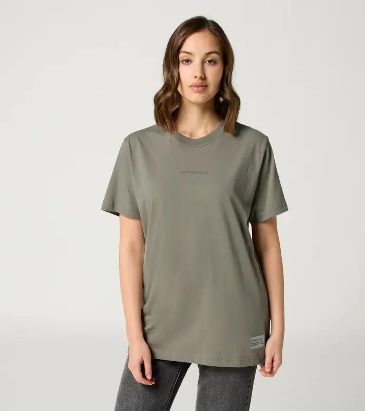 PORSCHE T-Shirt There Is No Substitute Unisex Tričko s kulatým výstřihem volnočasové sportovní bavlněné v šedozelené