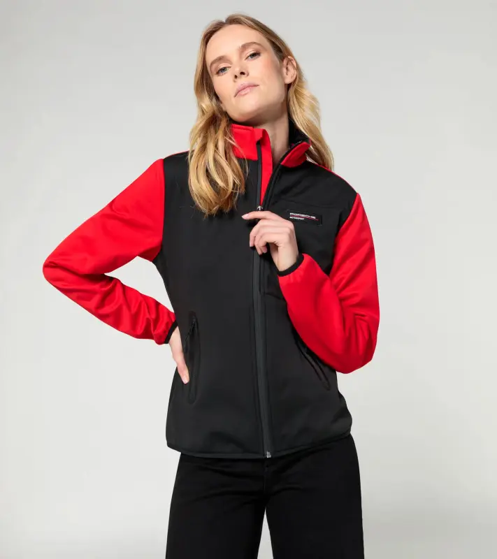 PORSCHE Women's Softshell Jacket Motorsport Replica Bunda dámská funkční sportovní vyštíhlená červenočerná