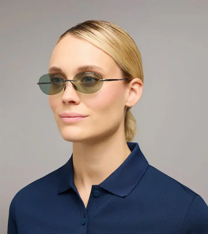 PORSCHE DESIGN P´86017 Sunglasses Liquid Titanium #7 Sluneční brýle bezrámečkové uni šedé se světle olivovými skly