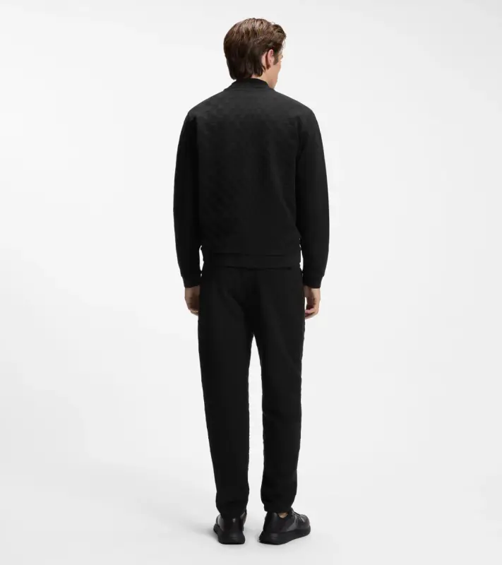 PORSCHE DESIGN Sweatshirt with Pascha Check Jacquard Porsche x BOSS Svetr mikina se žakárovým vzorem šachovnice a vycentrovaným reliéfním logem v černé