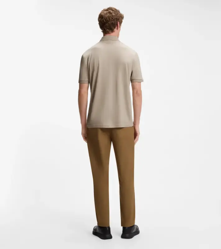 PORSCHE DESIGN Polo Shirt with gloss branding Porsche x BOSS Polokošile tričko s límečkem a knoflíčky s reliéfní grafikou béžová