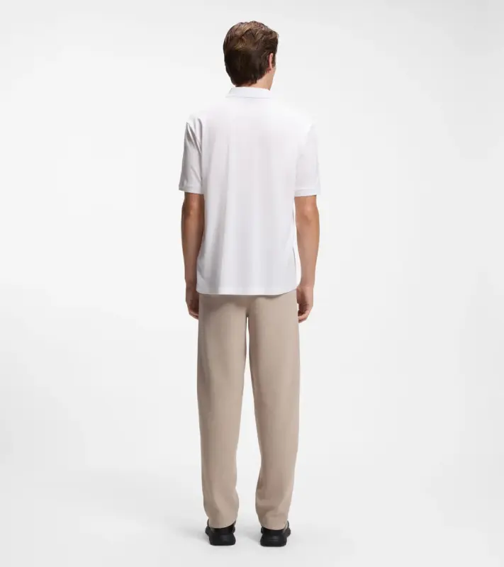 PORSCHE DESIGN Polo Shirt with gloss branding Porsche x BOSS Polokošile tričko s límečkem a knoflíčky s reliéfní grafikou bílá