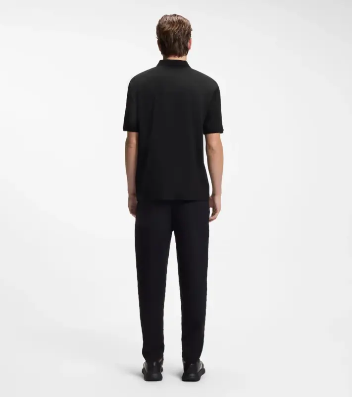 PORSCHE DESIGN Polo Shirt with gloss branding Porsche x BOSS Polokošile tričko s límečkem a knoflíčky s reliéfní grafikou černá