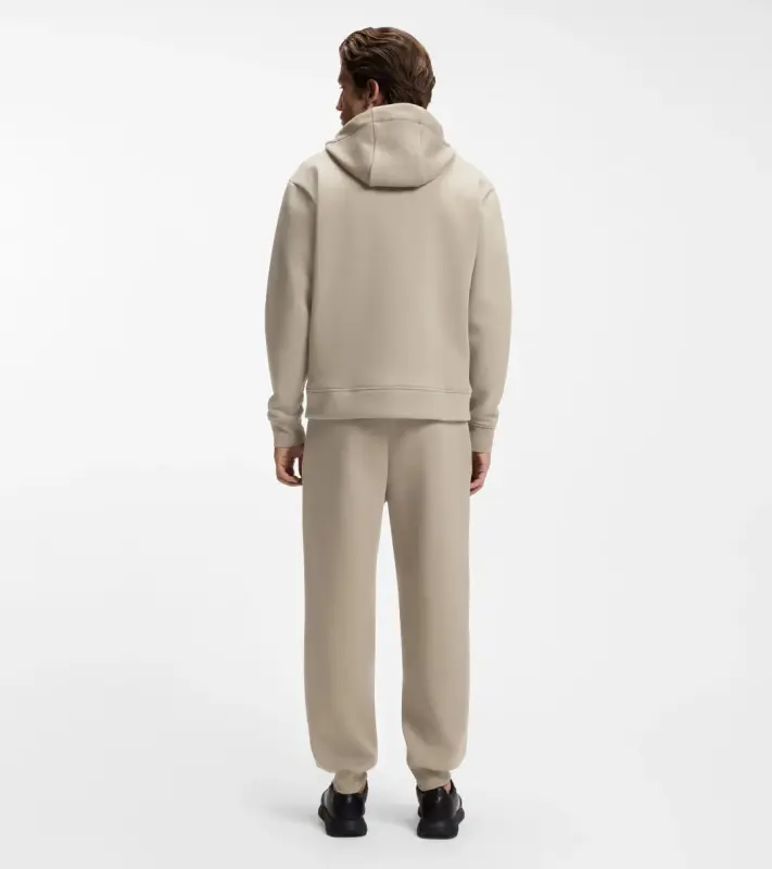 PORSCHE DESIGN Relaxed-fit zip-up Hoodie with logo Porsche x BOSS Mikina klokanka rozepínací s reliéfním logem v béžové
