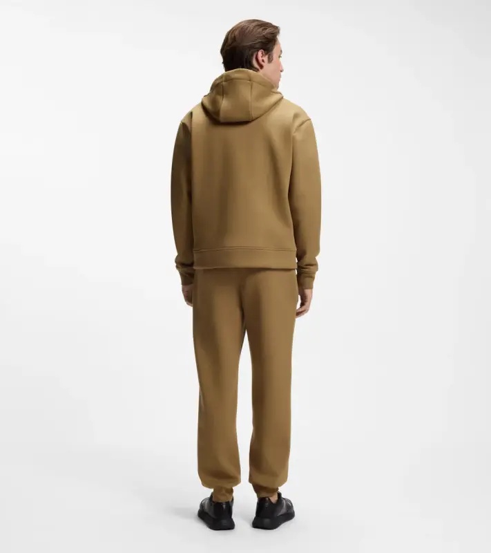 PORSCHE DESIGN Relaxed-fit zip-up Hoodie with logo Porsche x BOSS Mikina klokanka rozepínací s reliéfním logem hnědá camelka