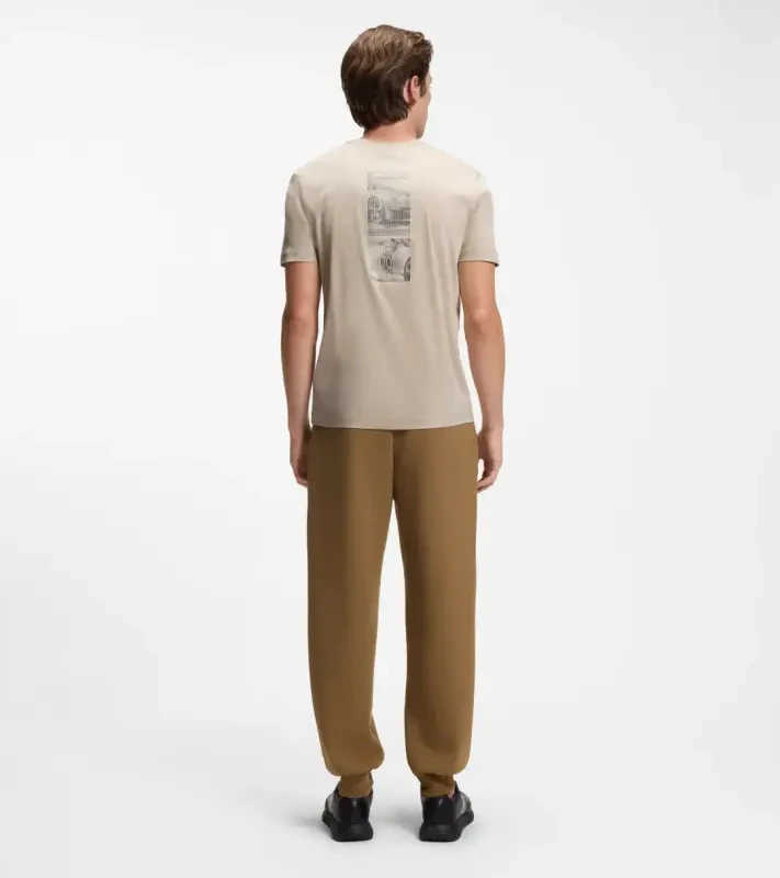 PORSCHE DESIGN Mercerised-cotton T-shirt with gloss logo Porsche x BOSS Tričko z mercerované bavlny s potiskem na zádech a reliéfním logem béžová