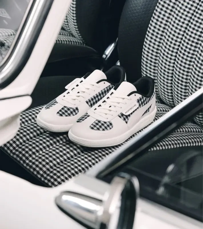 PORSCHE DESIGN 911 Pepita Palermo Sneakers Obuv volnočasová sportovní v retro stylu kostkovaná bíločerná