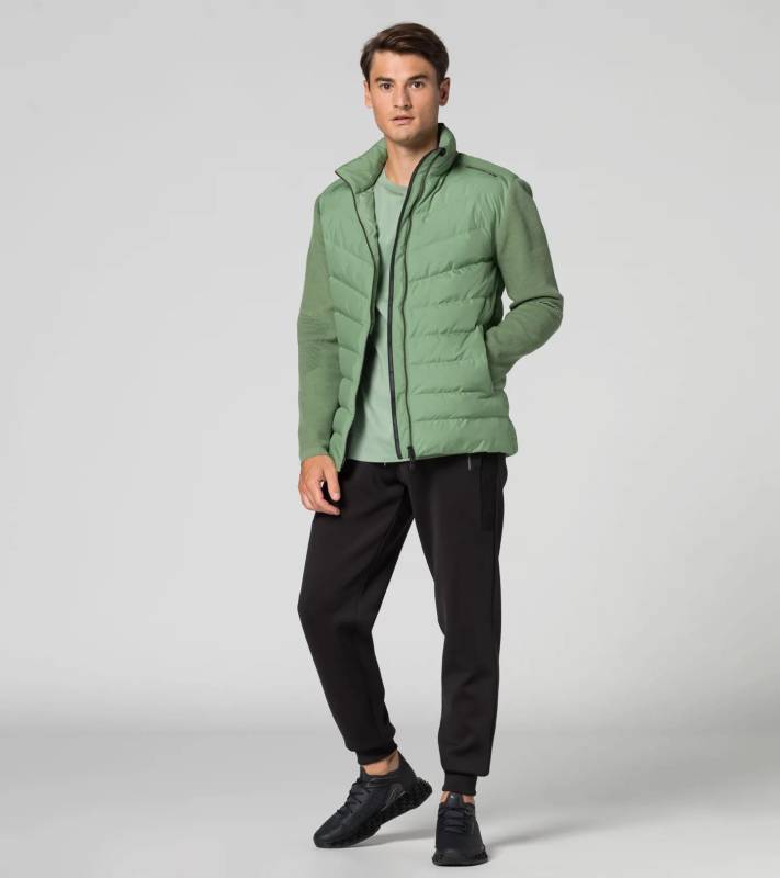 PORSCHE DESIGN Hybrid Jacket Volnočasová prošívaná bunda s pletenými rukávy zelená