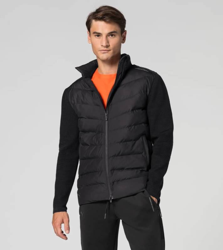 PORSCHE DESIGN Hybrid Jacket Volnočasová prošívaná bunda s pletenými rukávy černá
