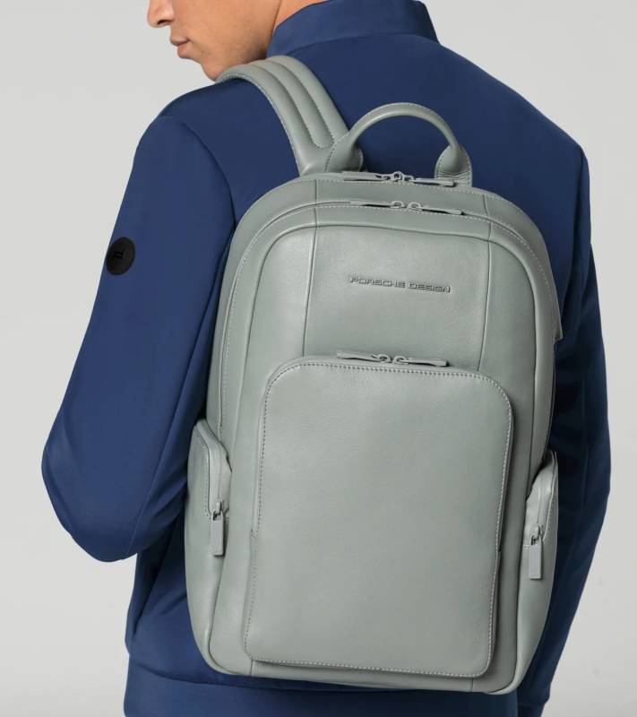 PORSCHE DESIGN Roadster Leather Backpack M1 Batoh střední velikosti kožený manažerský šedý