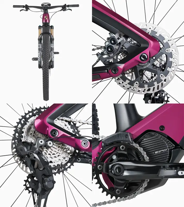 PORSCHE eBike Cross Performance EXC Jízdní horské elektrokolo karbonový rám vínová